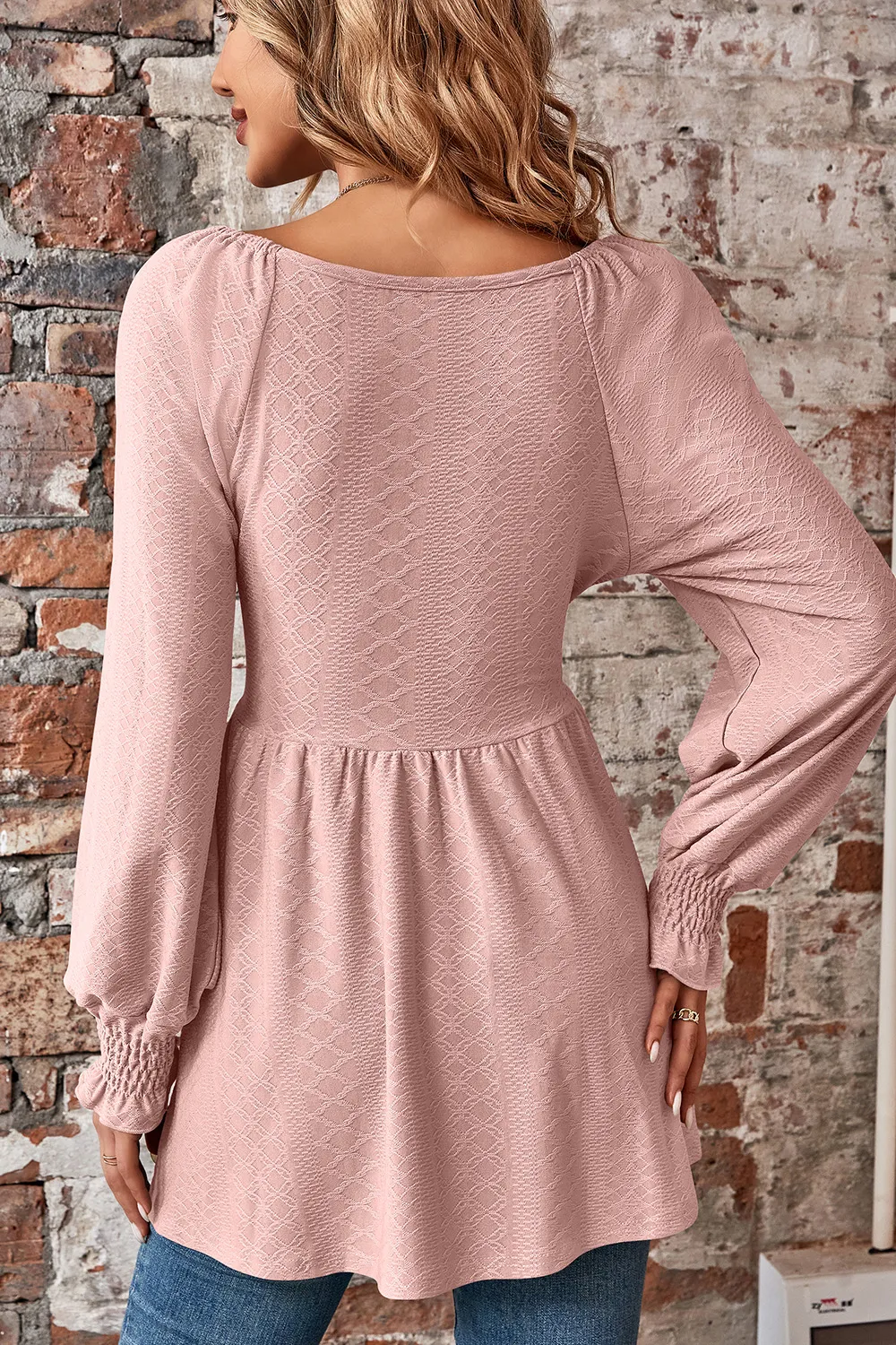 Peplum V-Neck Long Sleeve Blouse, image 2