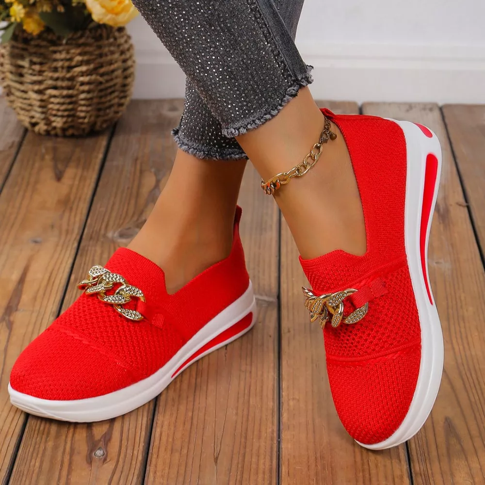 Chain Detail Round Toe Slip-Ons, image 7