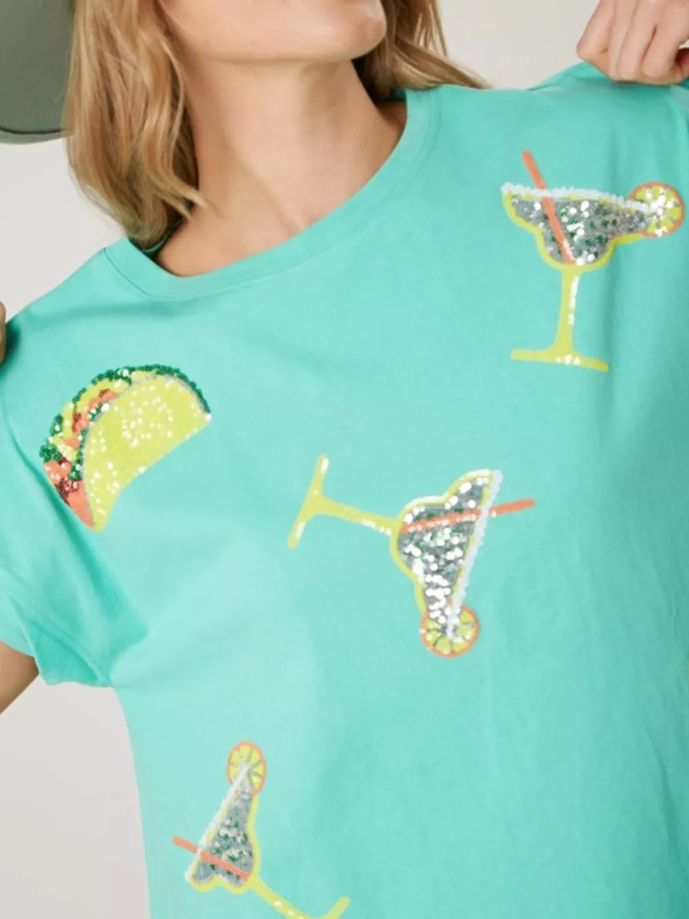 Sequin Short Sleeve Summer Tee Dress, image 2