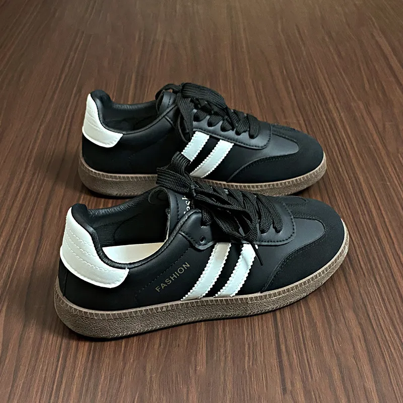 Side Striped Lace Up Round Toe Sneakers, image 5