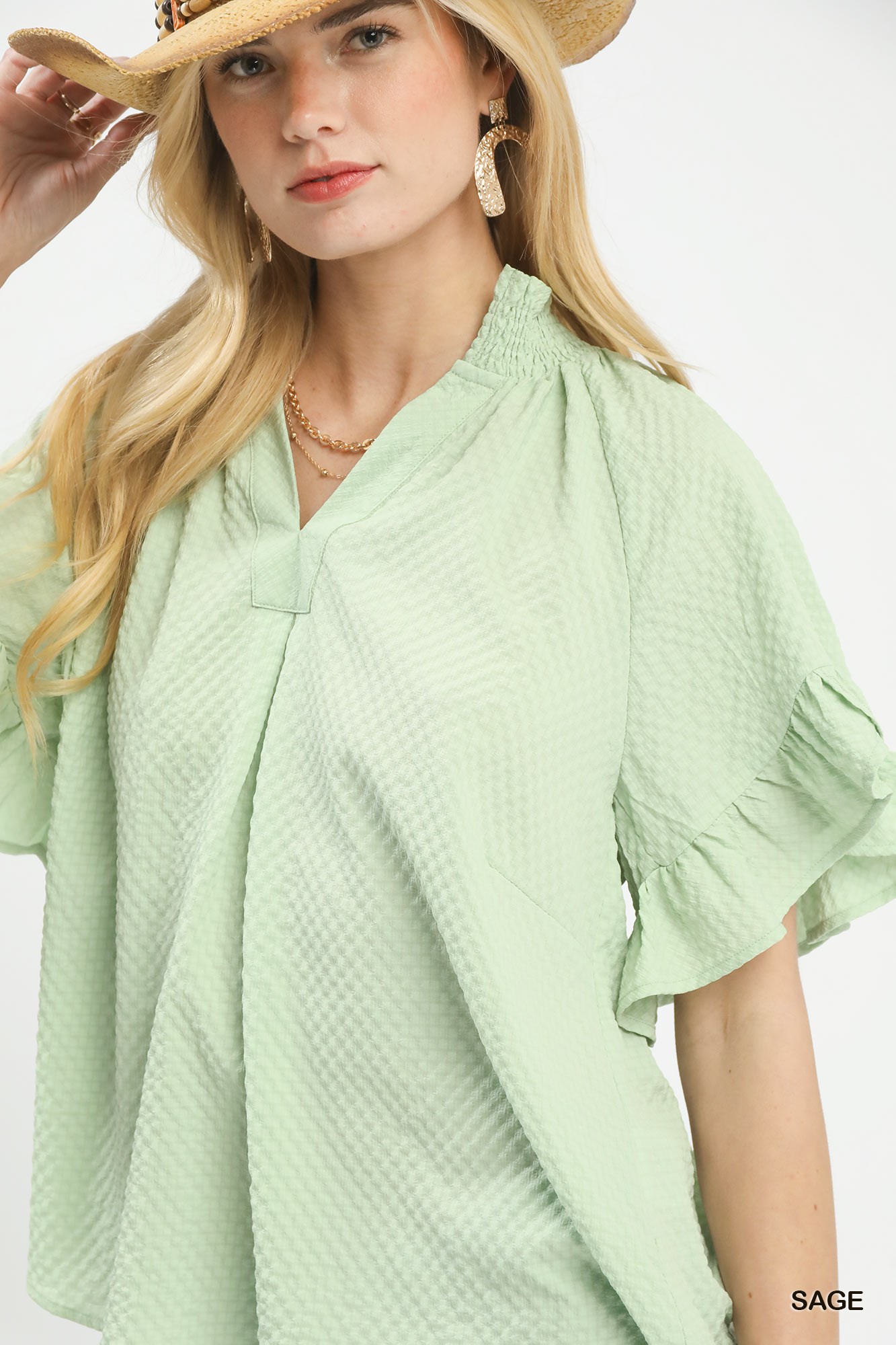 Textured Ruffle Sleeve Blouse, image 2