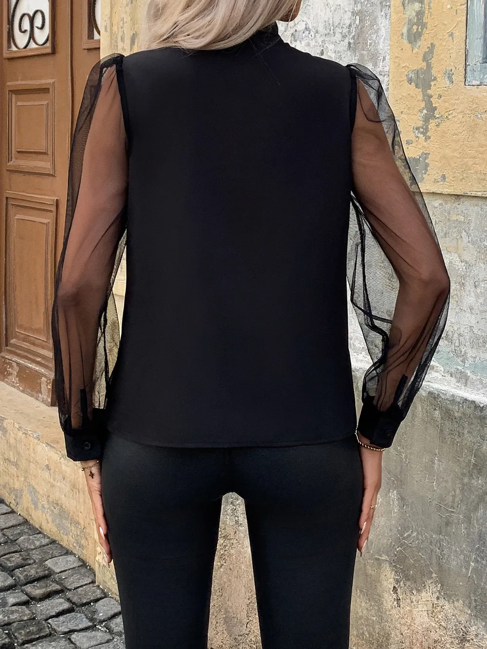 Tie Neck Long Sleeve Blouse, image 2
