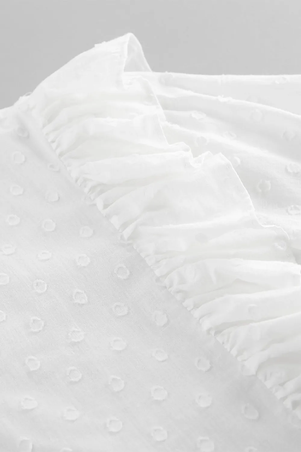 Ruffled Dot Applique Collared Neck Top and Shorts Set, image 7