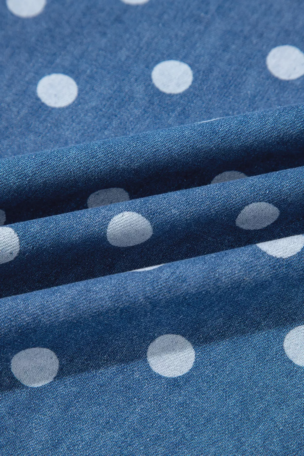 Polka Dot Long Sleeve Collar Shift Tunic Denim Jacket, image 10