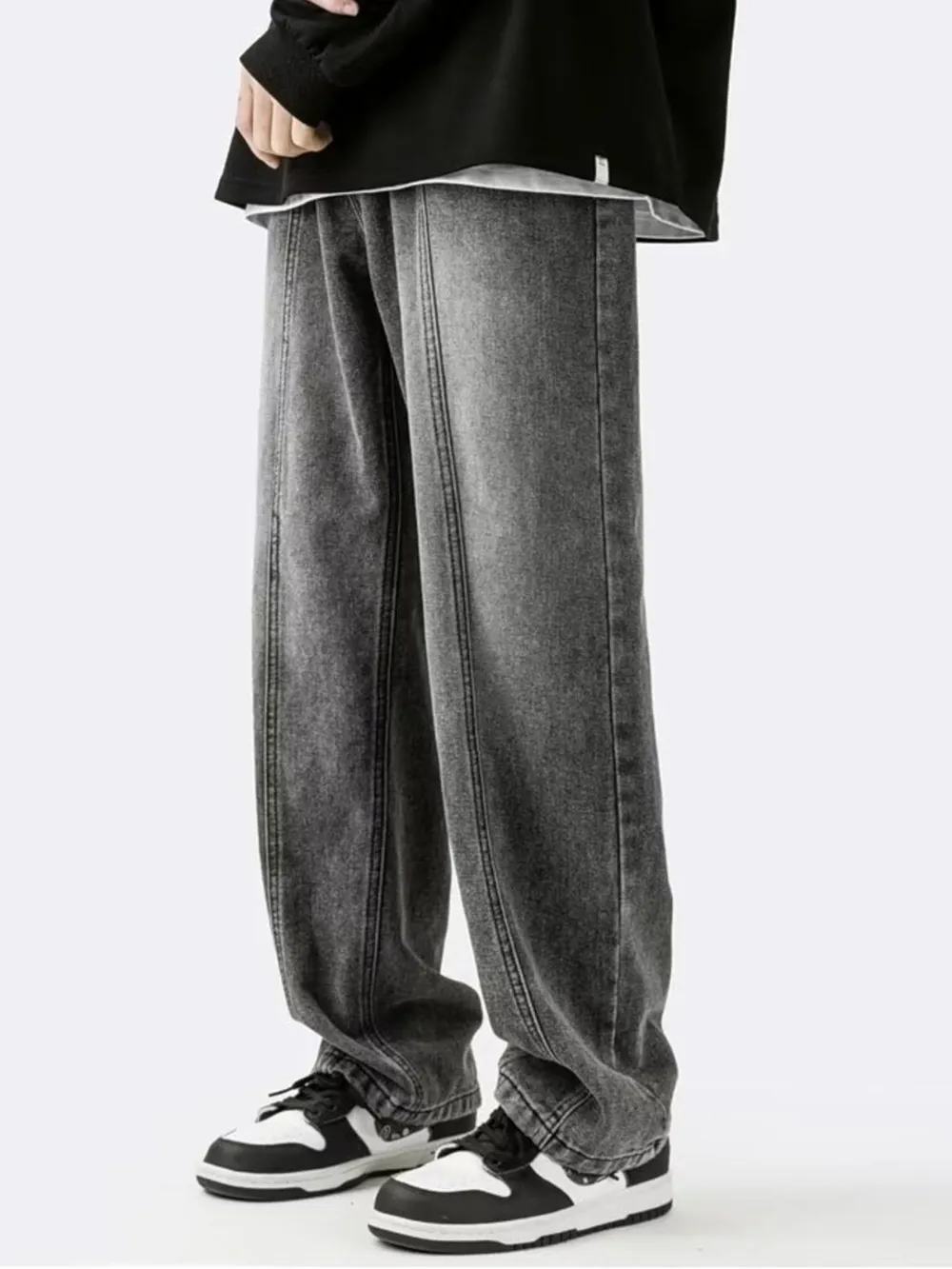 Men's Plus Size Wide Leg Relaxed Fit Jeans, image 9