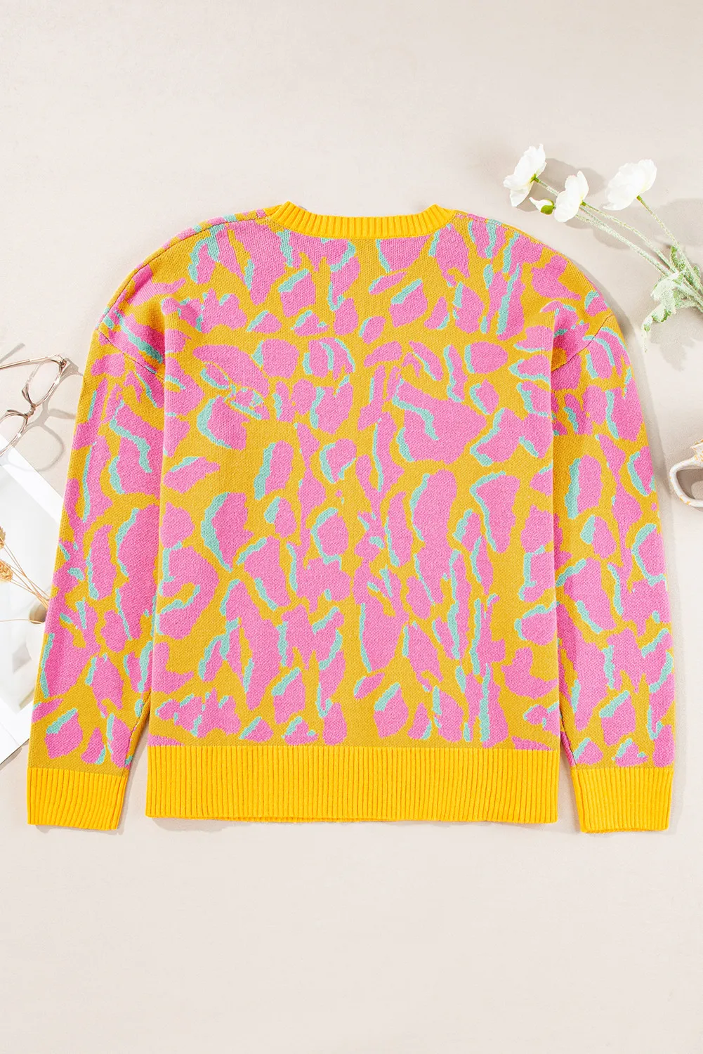 Contrast Round Neck Long Sleeve Sweater, image 2