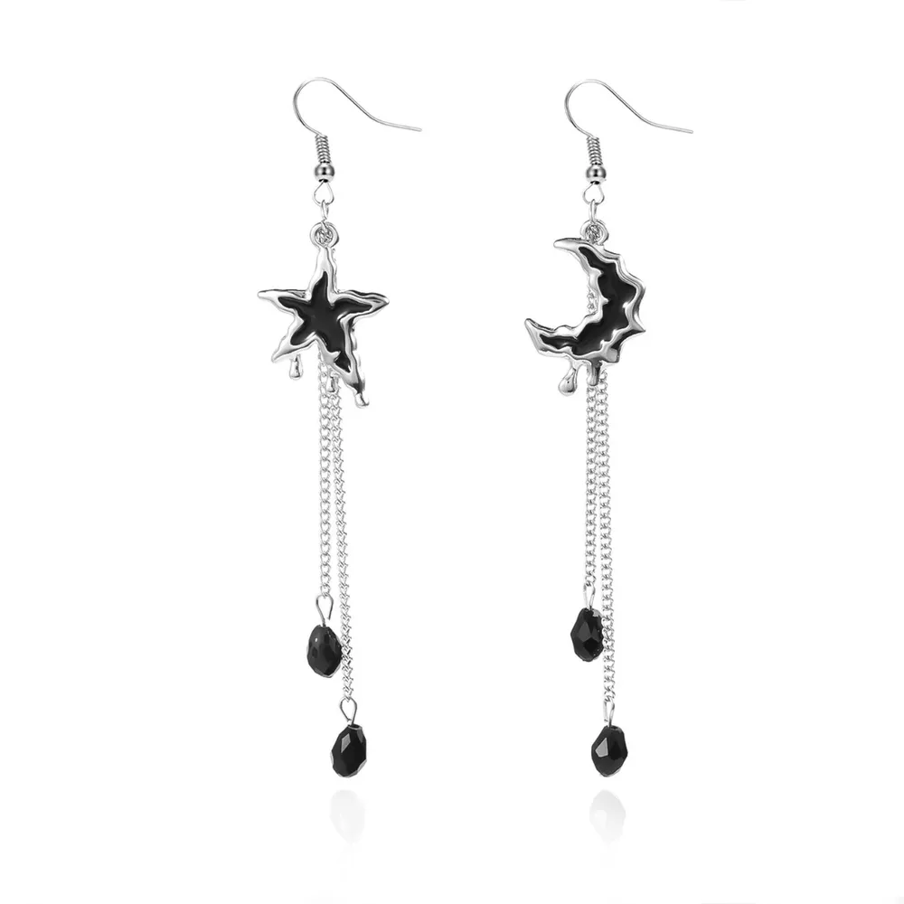 Star & Moon Chain Drop Earrings, image 5