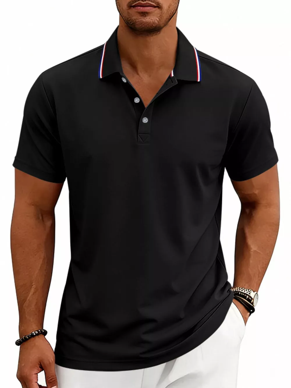 Men's Full Size Casual Button Detail Polo Plus Size, image 11