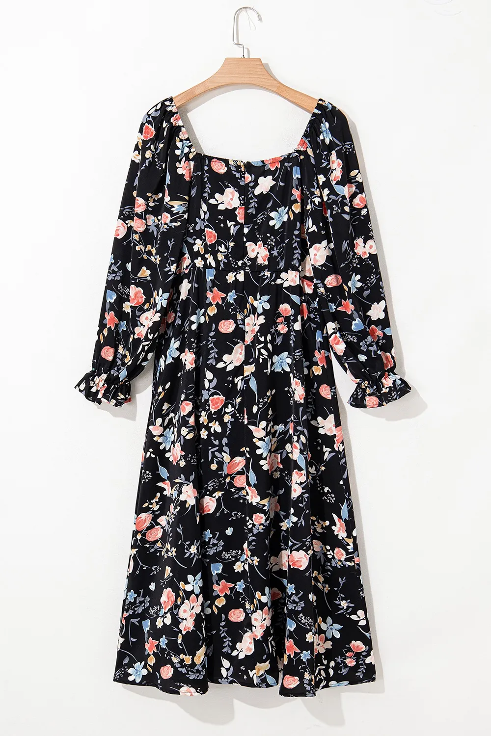 Floral Print Flounce Sleeve Midi Dress, image 2