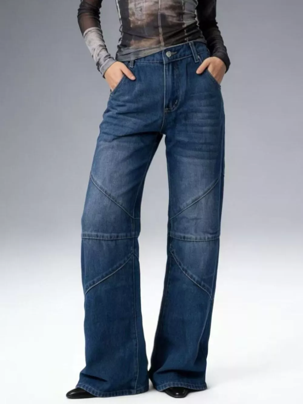 Vintage Wash Wide Leg Jeans