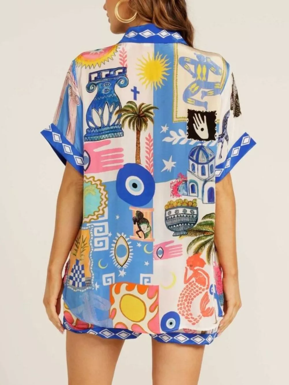 Printed Button-Down Shirt and Shorts Set, image 3