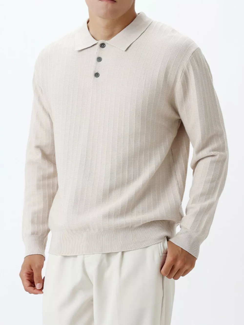 Men's Plus Size Button Detail Ribbed Knit Sweater, image 10