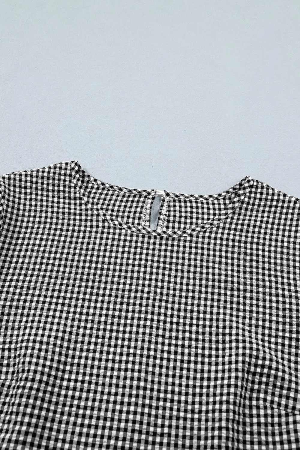Gingham Bow Half Sleeve Blouse, image 11