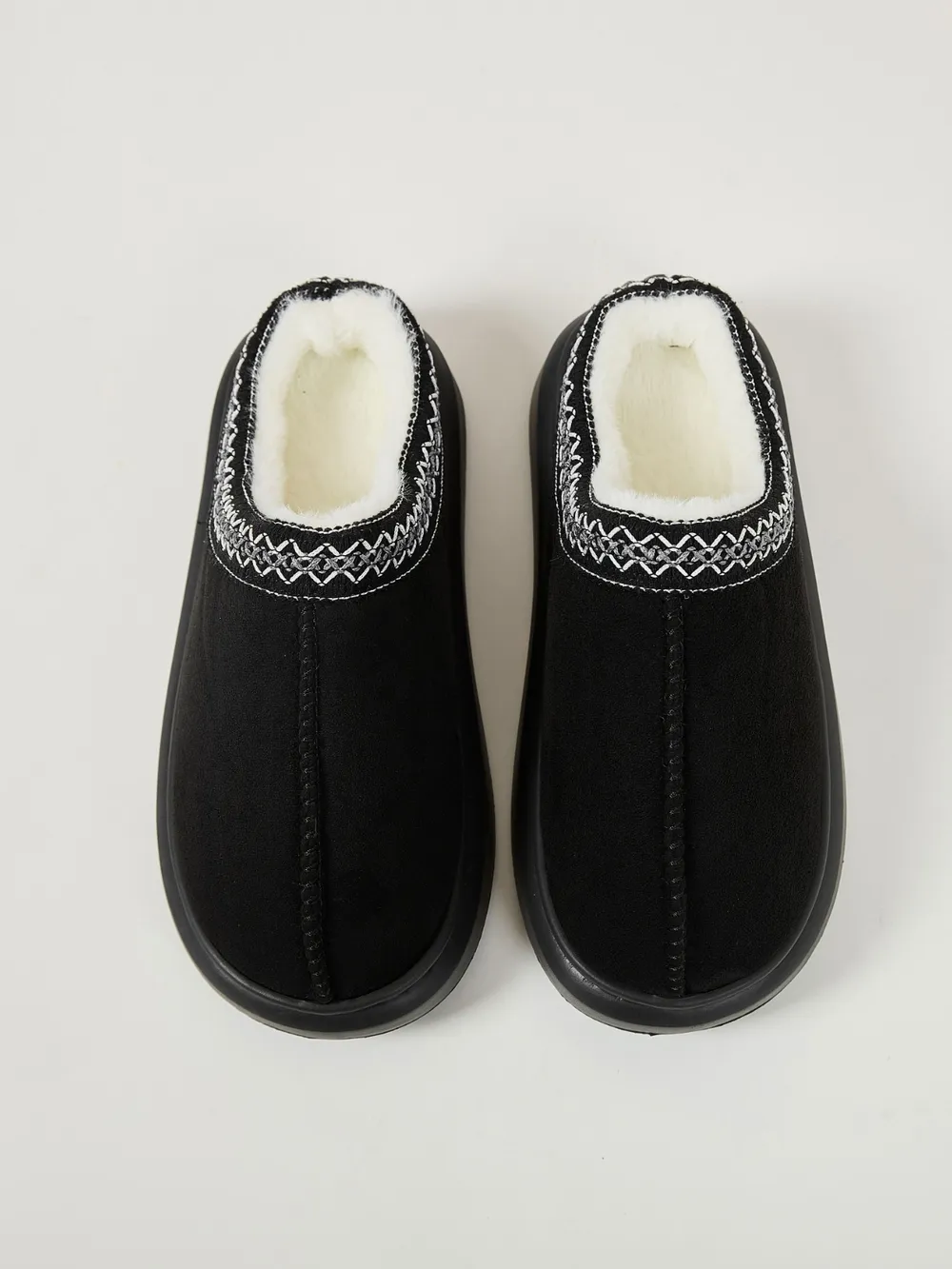 Faux Fur Suede Platform Slippers, image 2