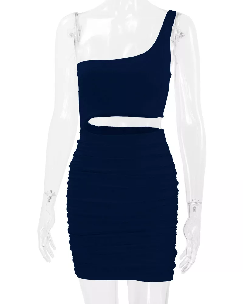 One-Shoulder Cutout Ruched Bodycon Mini Dress, image 49