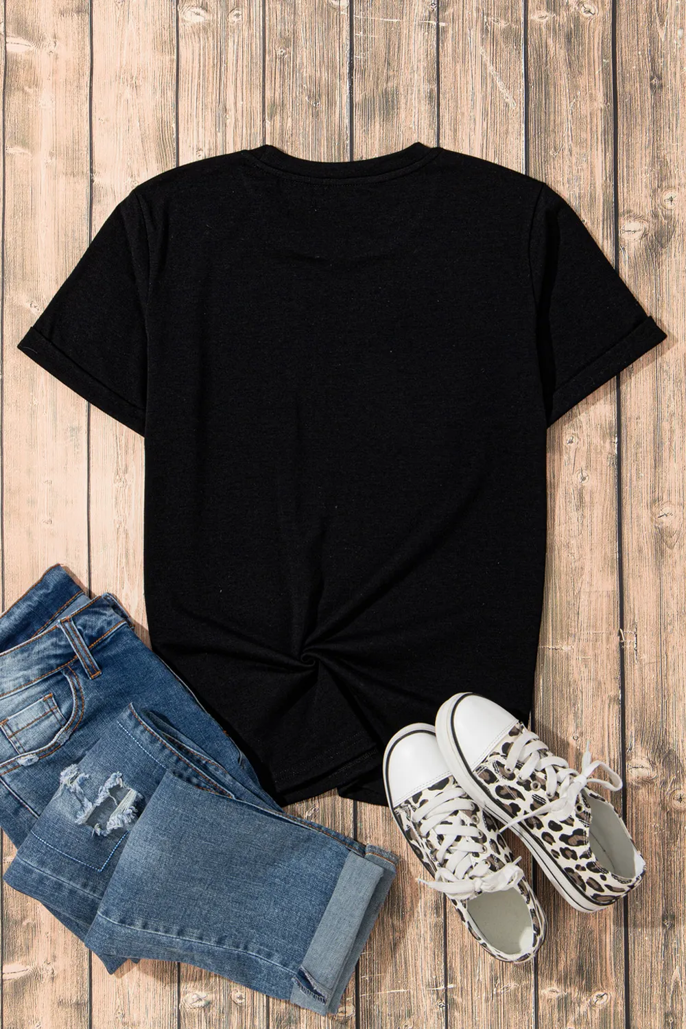 Graphic Round Neck Short Sleeve T-Shirt, image 2