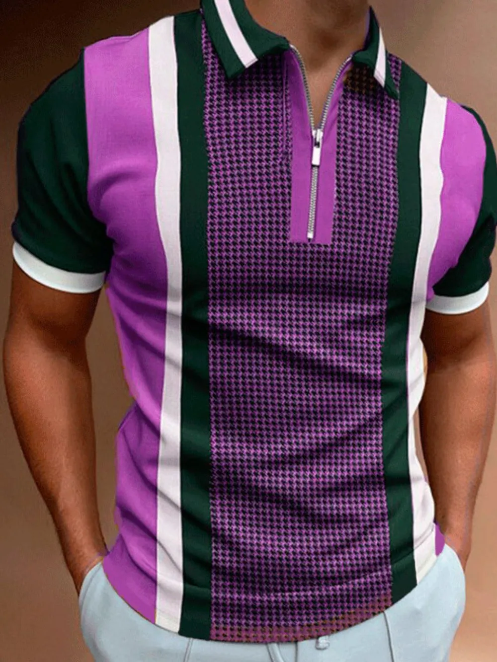 Men's Full Size Quarter Zip Short Sleeve Polo Plus Size, image 3