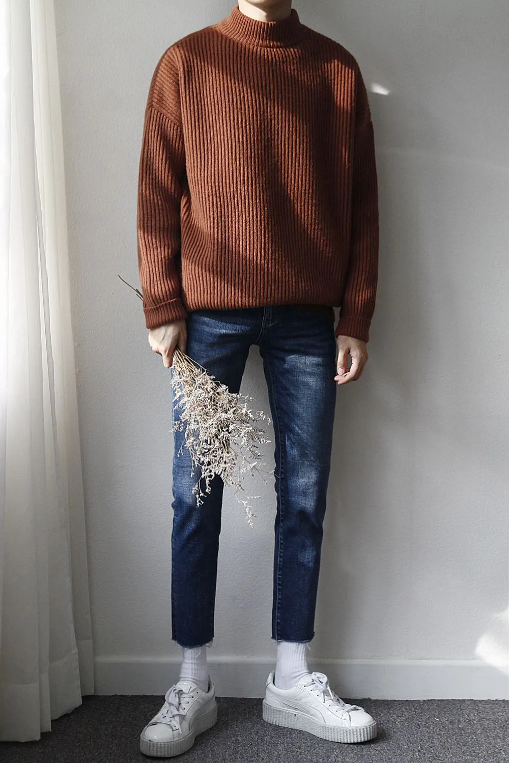Men's Frayed Hem Skinny Jeans, image 2