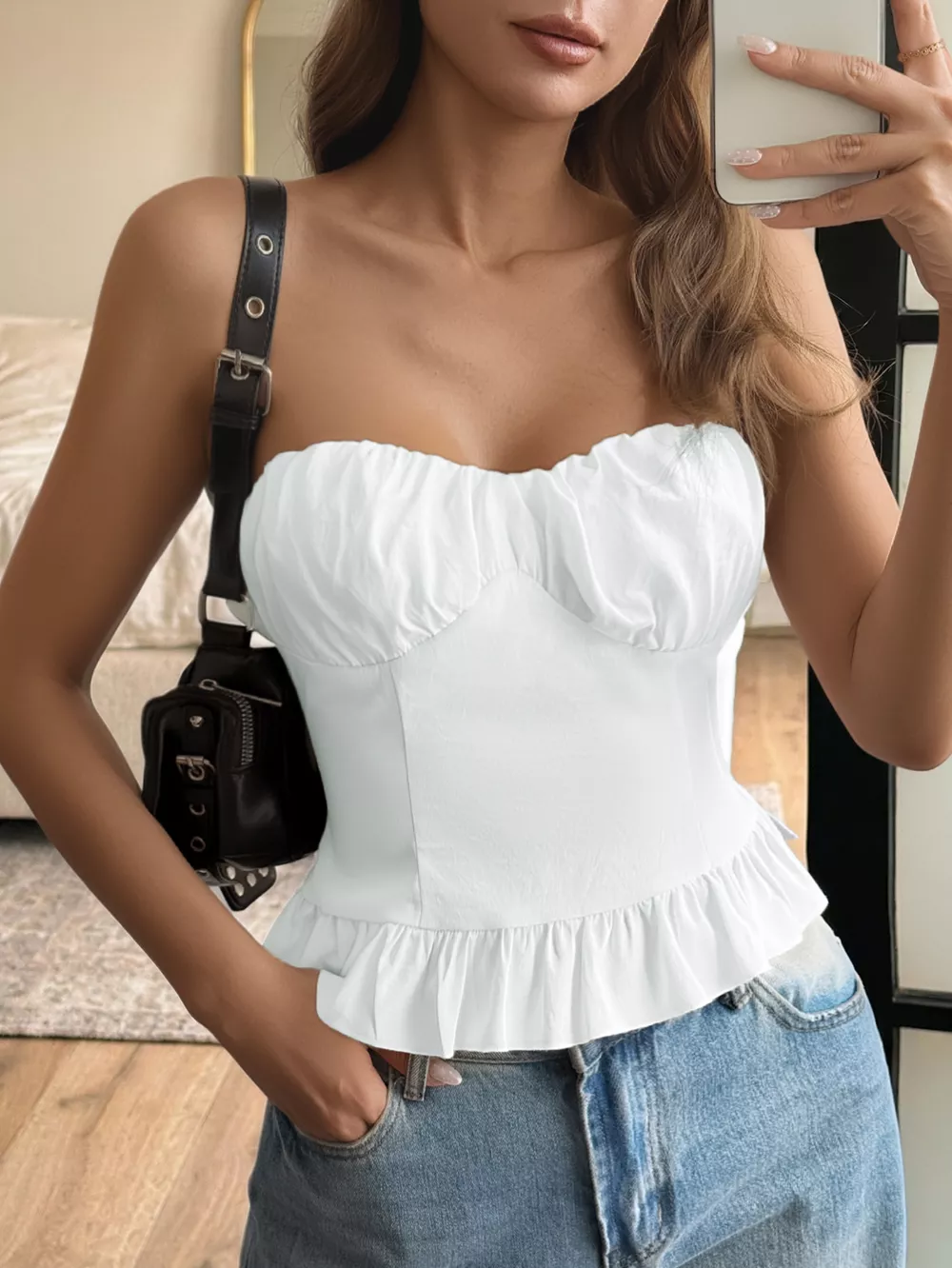 Ruffled Hem Tube Top, image 2