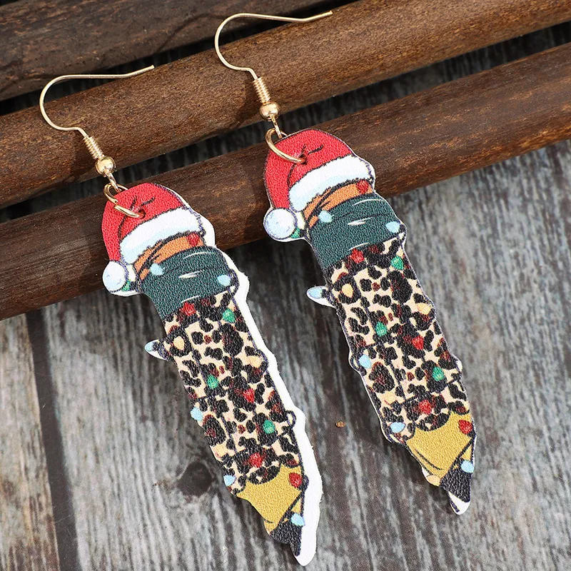 PU Leather Alloy Pencil Earrings, image 5