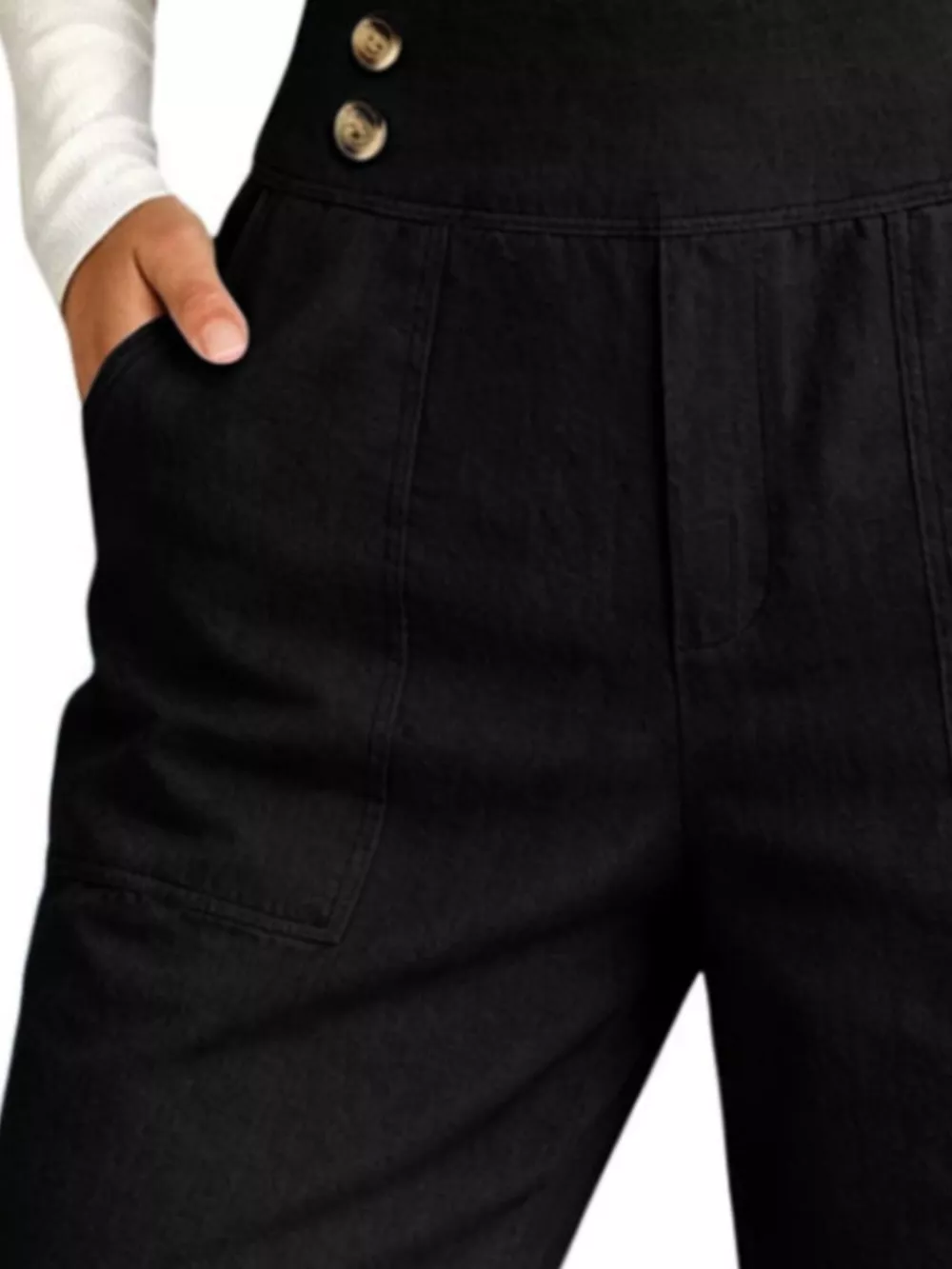 Full Size High-Waisted Button-Detail Cropped Pants Plus Size, image 8