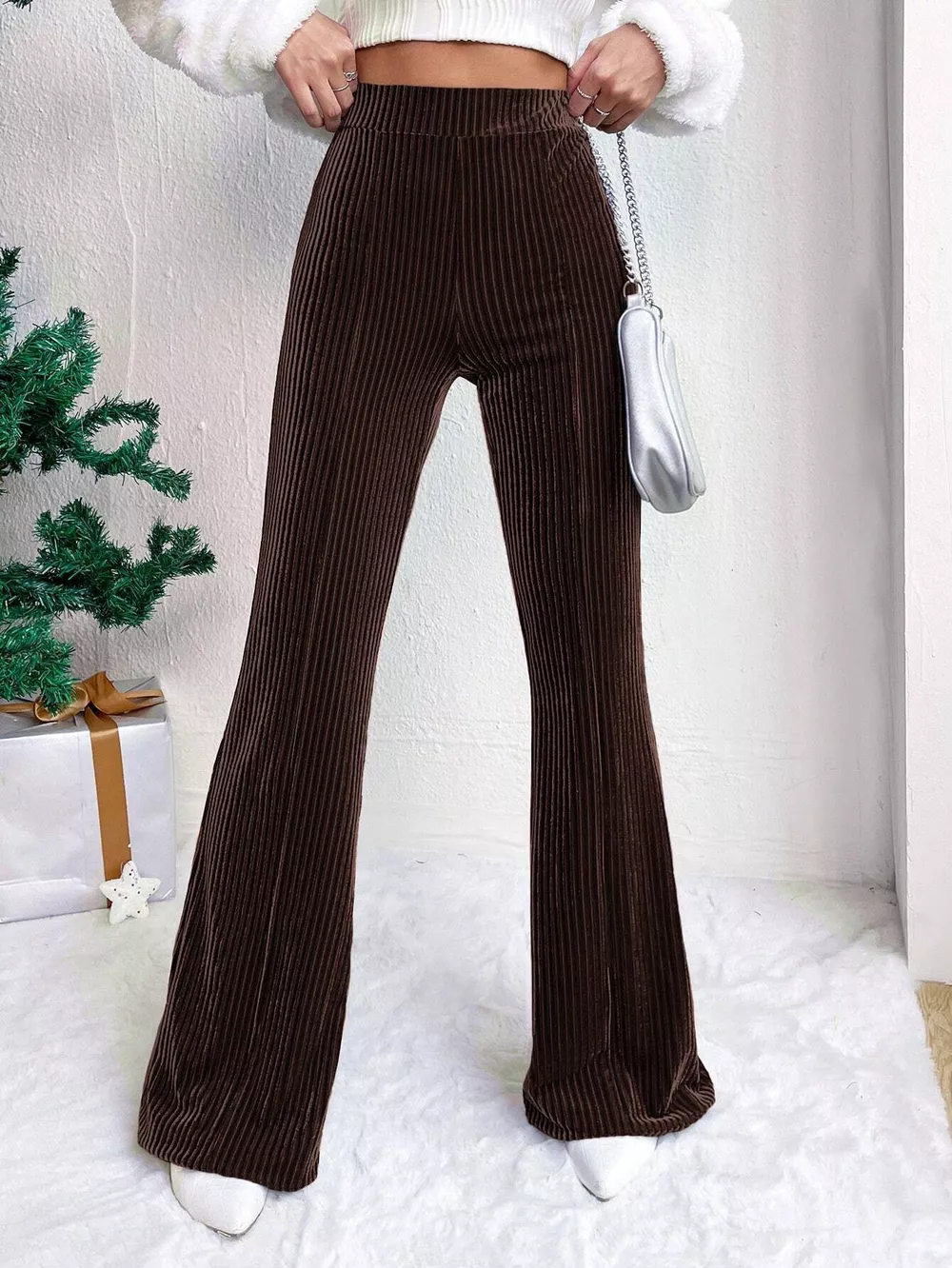 Corduroy High Waist Flare Pants, image 2