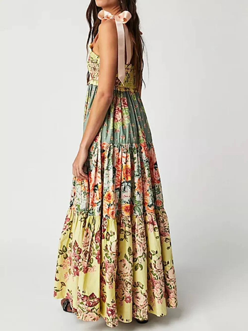 Printed V-Neck Tie Shoulder Cami Dress, image 2