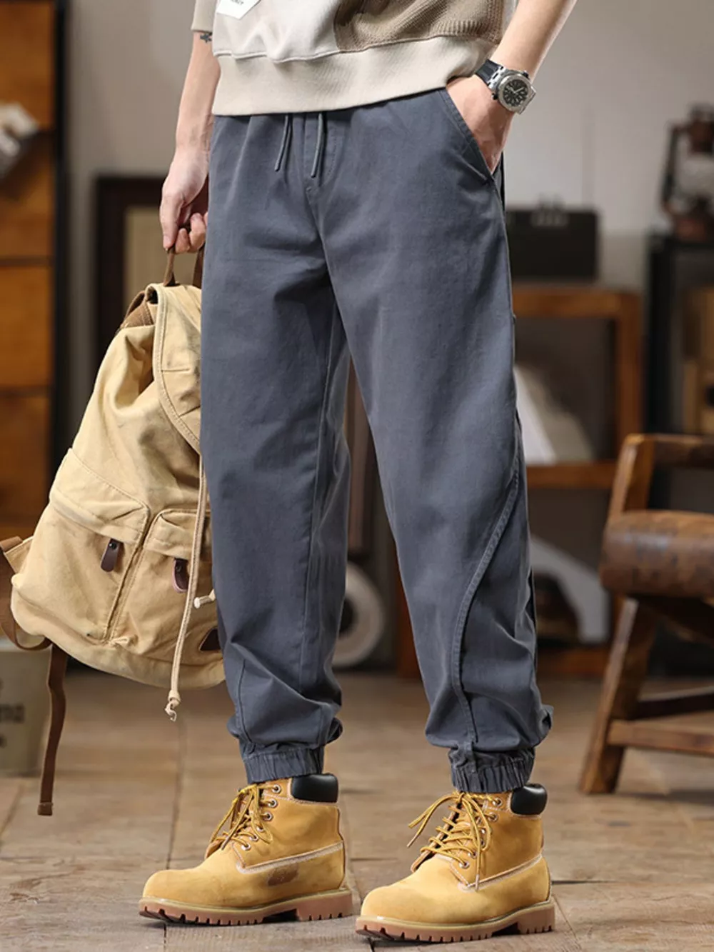 Men's Full Size Drawstring Jogger Pants with Elastic Cuffs Plus Size, image 2
