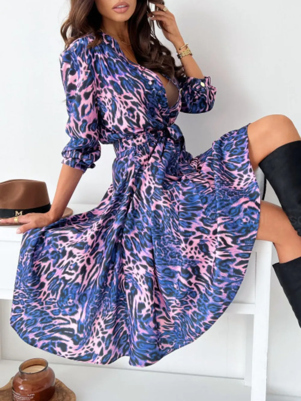 Printed Tie Waist Midi Dress, image 12