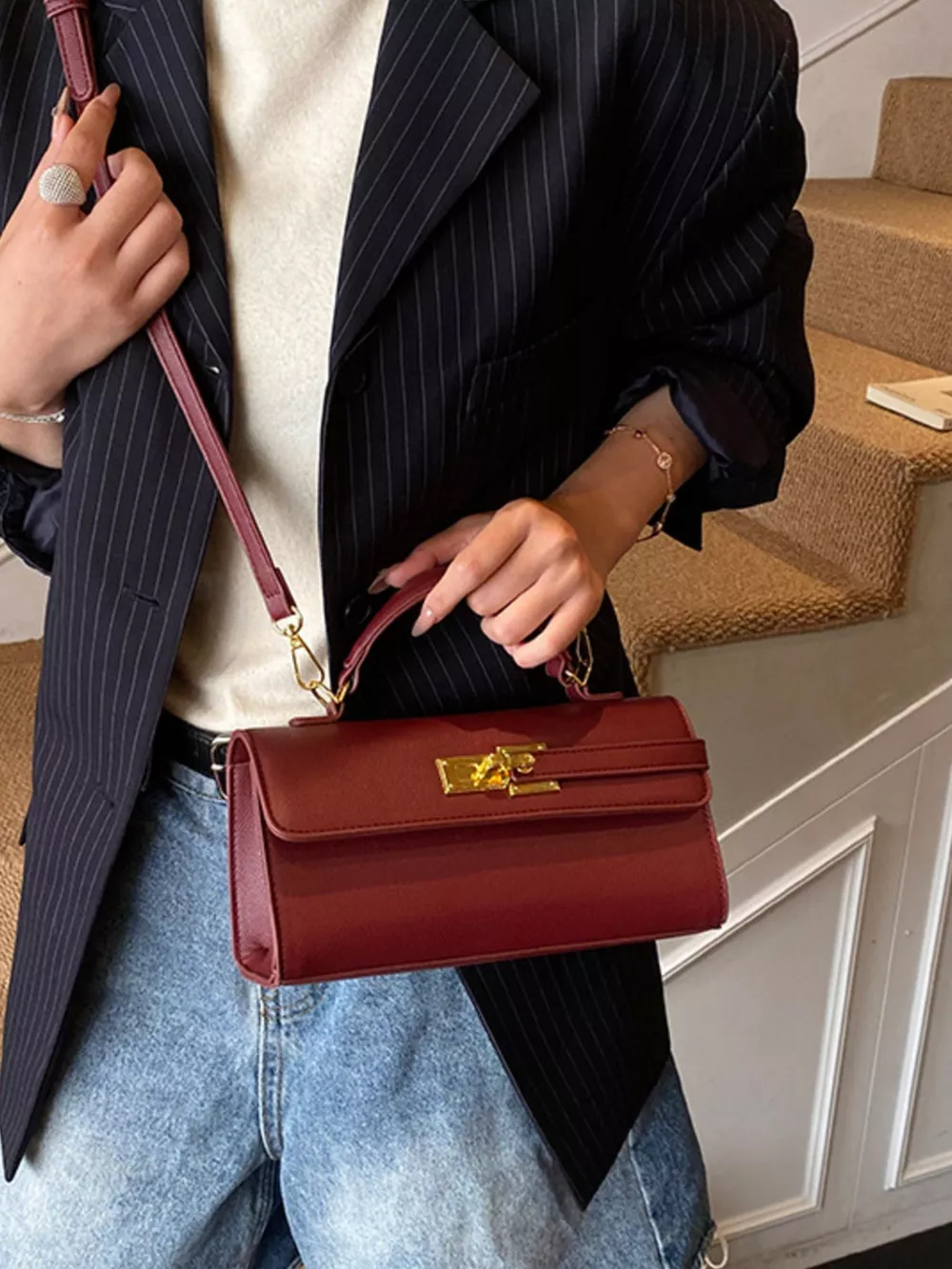 Golden Clasp Crossbody Bag, image 2