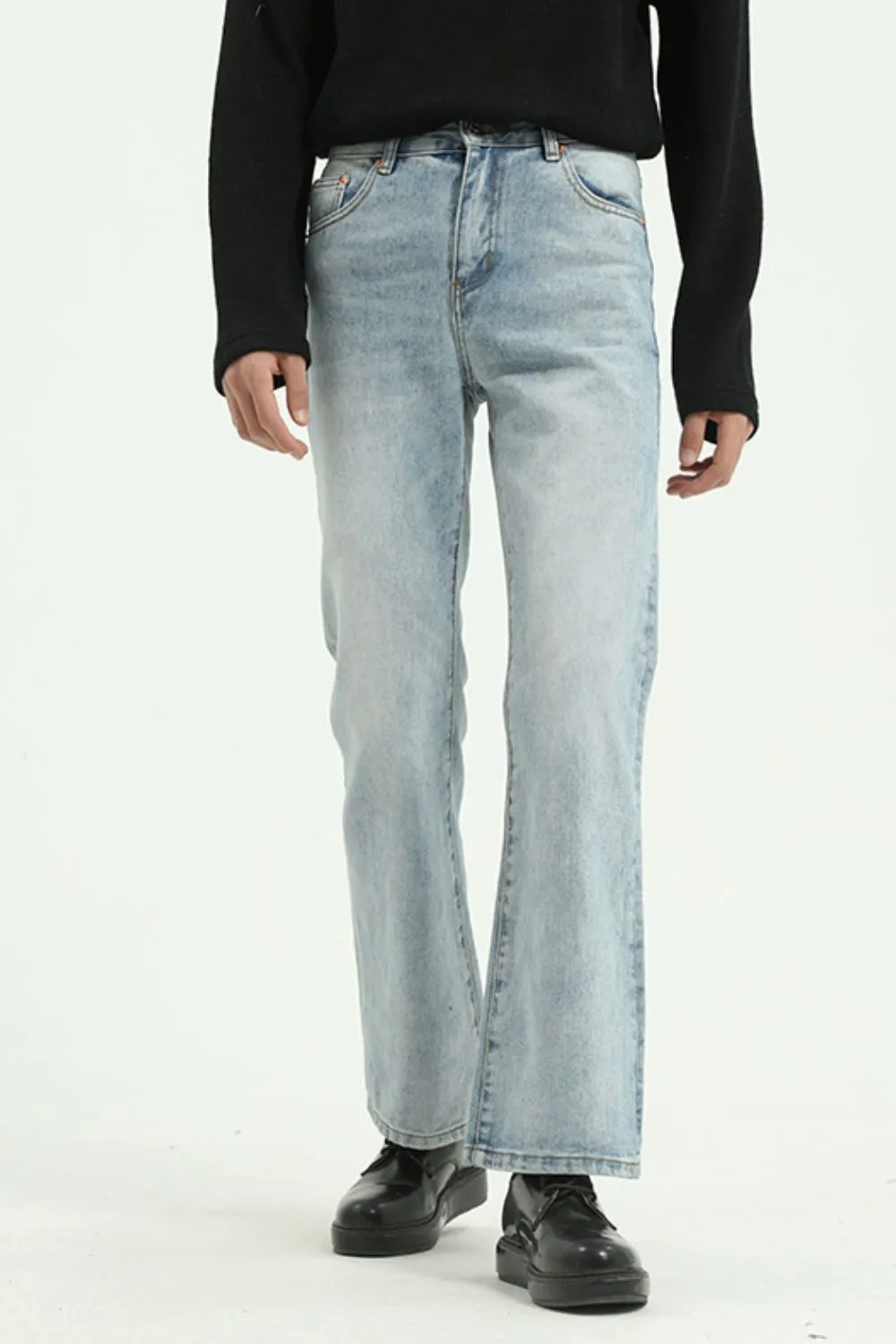 Men's Vintage Wash Straight Leg Jeans with Pockets, image 2