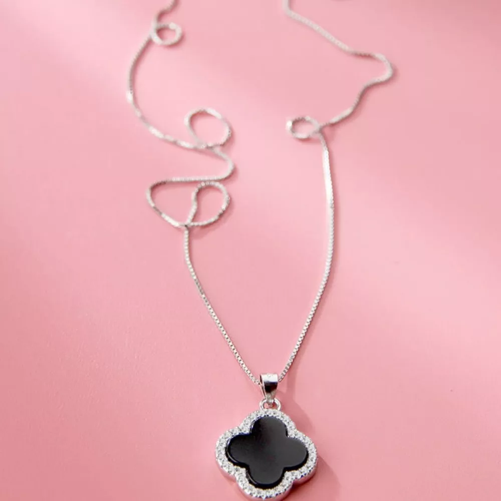 925 Sterling Silver Clover Pendant Necklace, image 4