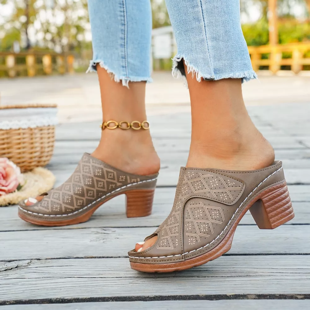 Peep Toe Block Heel Sandals, image 2