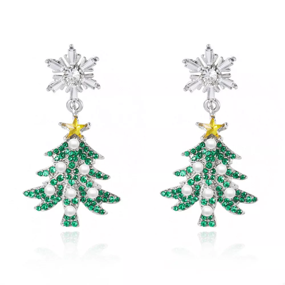 Christmas Tree Snowflake Dangle Earrings, image 6
