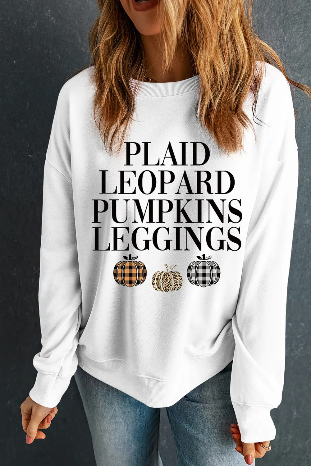 Letter Graphic Round Neck Long Sleeve Sweatshirt, image 2