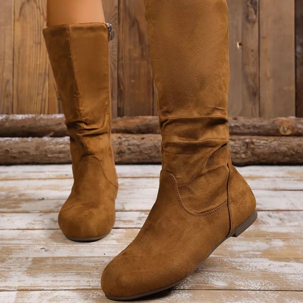Round Toe Side Zip Boots, image 2