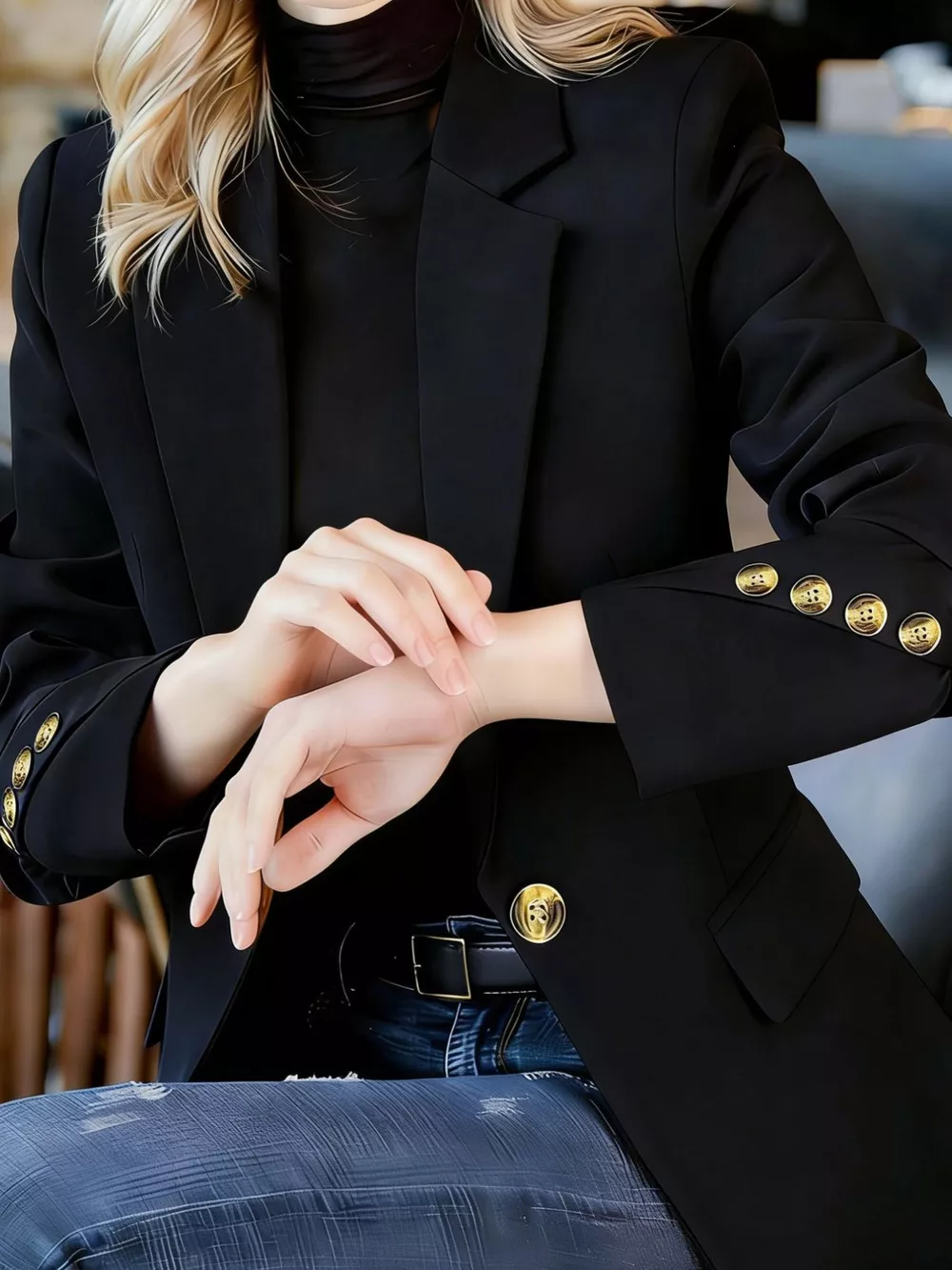 Full Size One Button Lapel Collar Blazer Plus Size, image 16