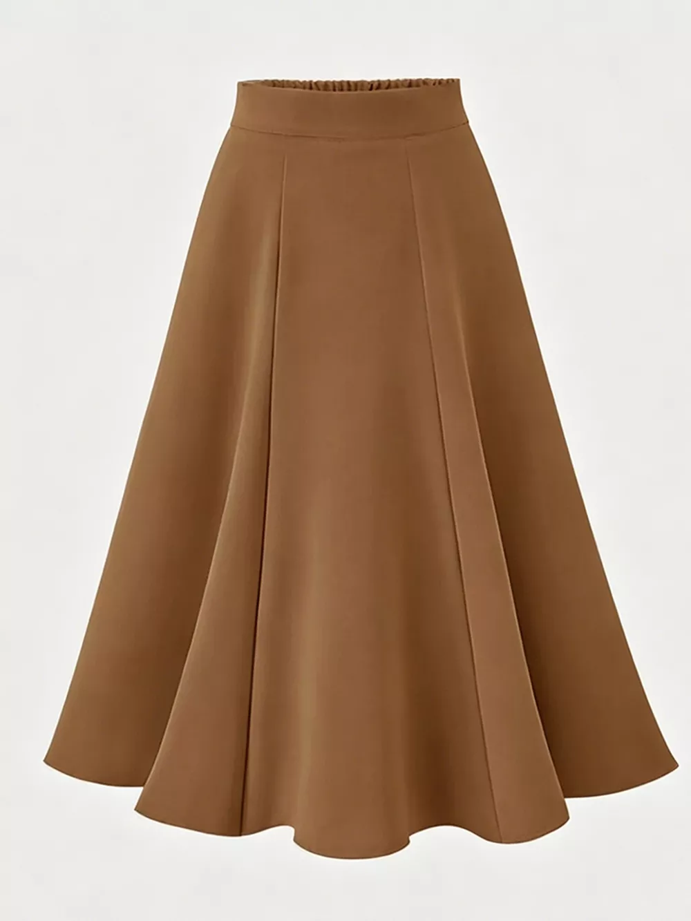 A-Line Midi Skirt with Elastic Waistband, image 9