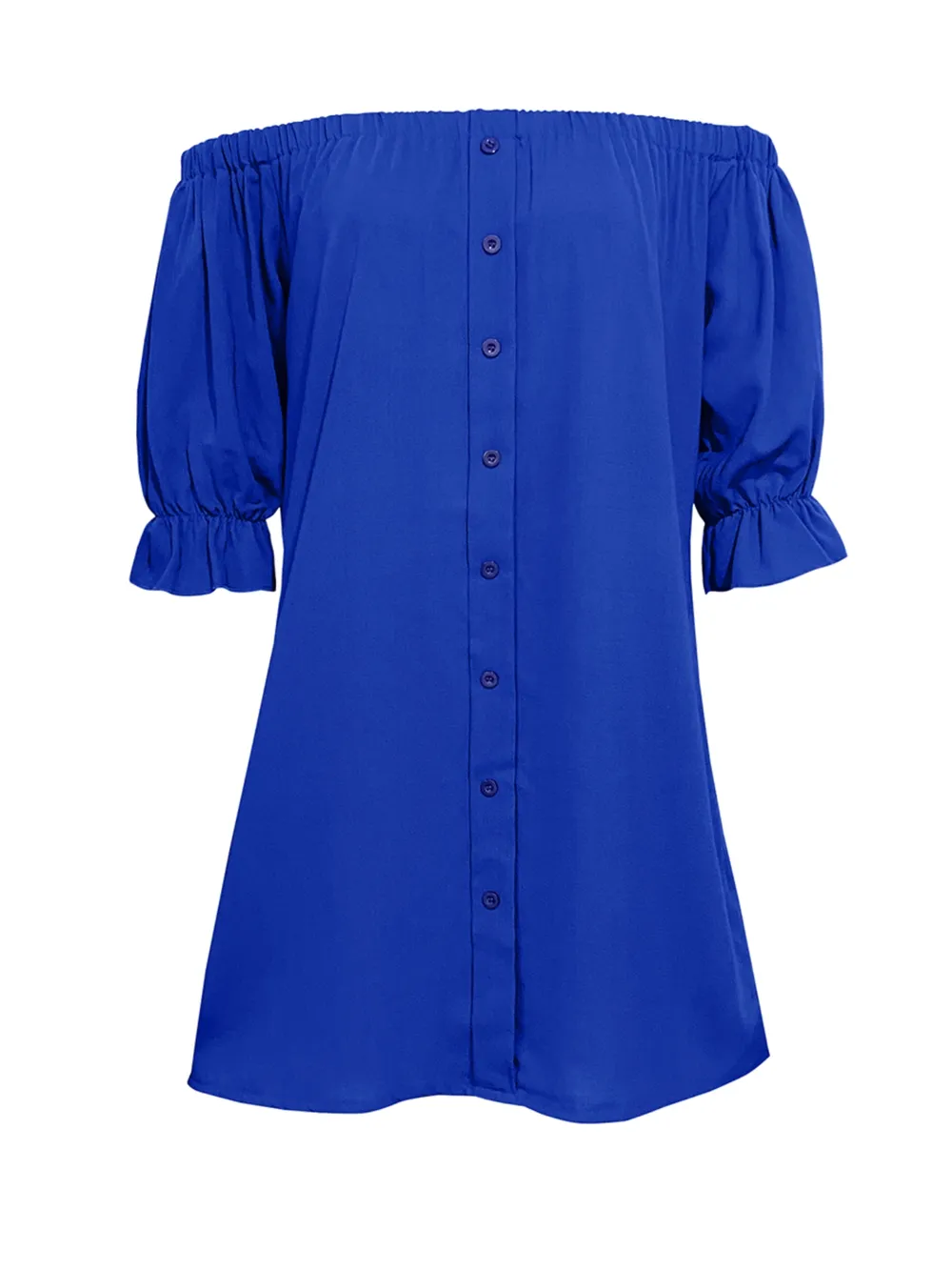 Off Shoulder Button Down Mini Shirt Dress, image 2