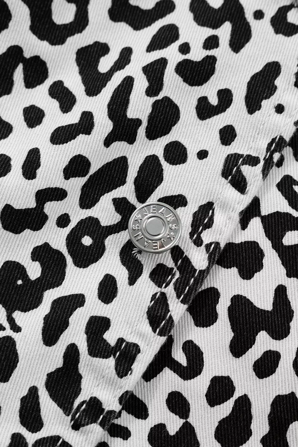 Leopard Print Button Overlap Denim Shorts, image 9