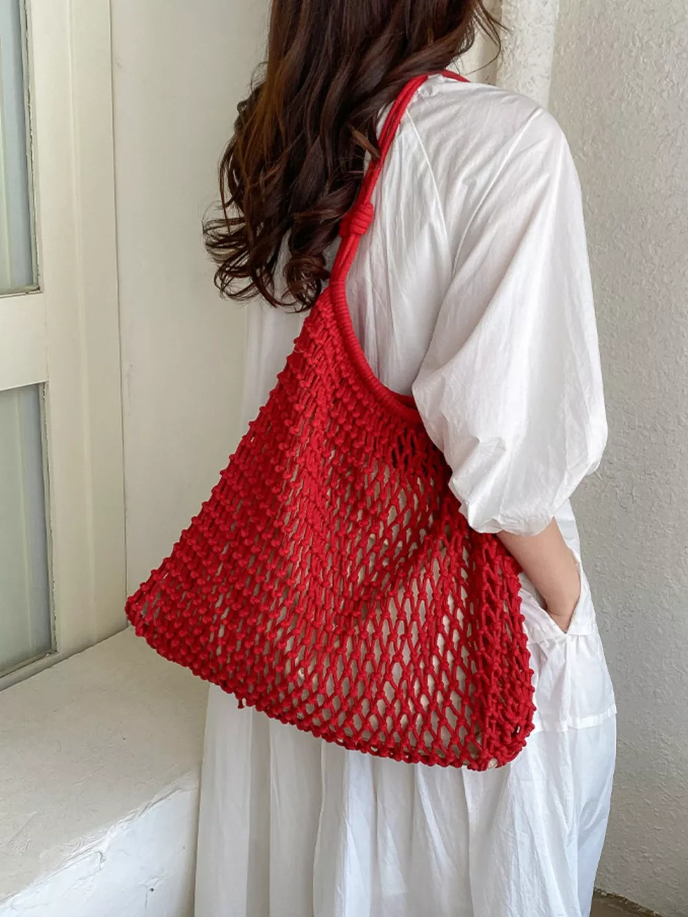 Crochet Knit Shoulder Bag, image 3