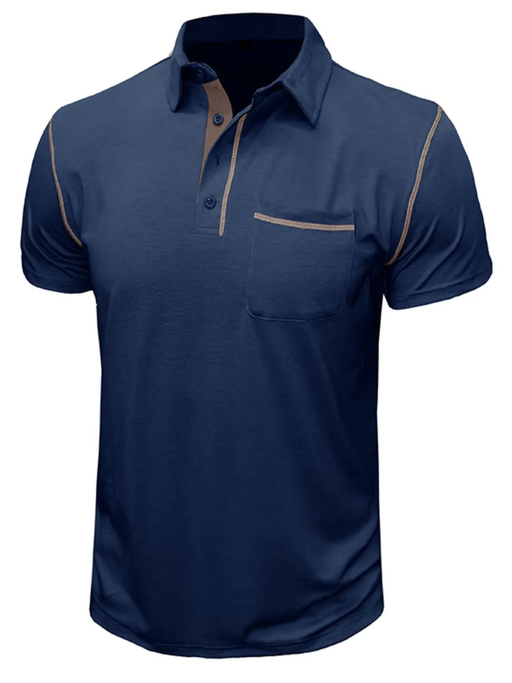 Men's Classic Polo Shirt with Contrast Stitching, image 2