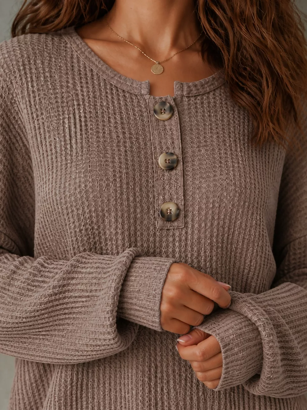 Button Detail Dropped Shoulder Knit Top, image 6