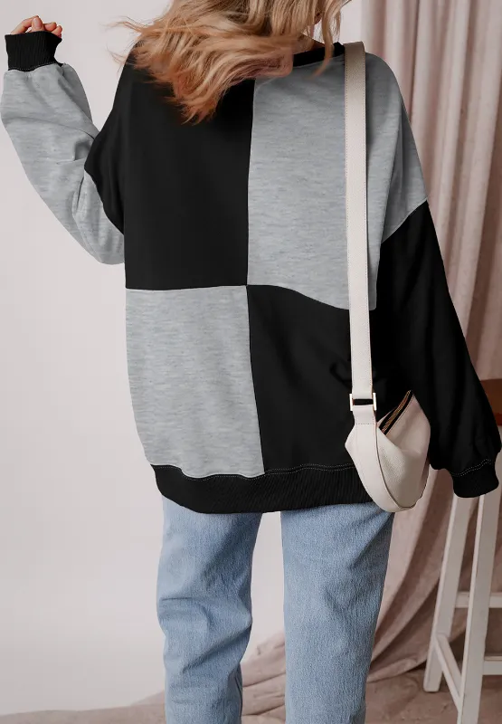 Color Block Half Button Long Sleeve Sweatshirt, image 10