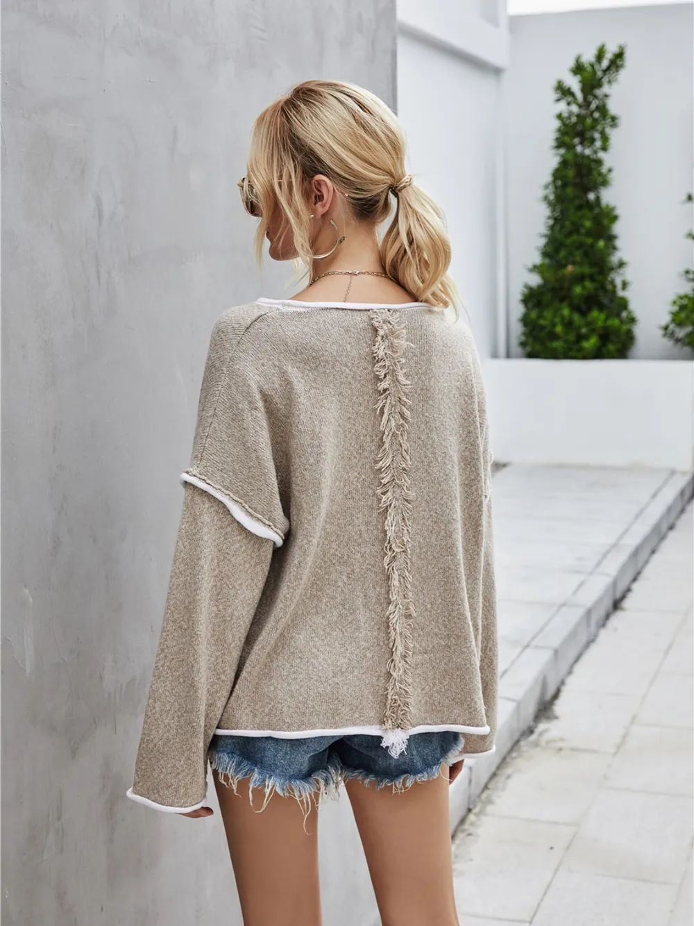 Boat Neck Dropped Shoulder Sweater, image 12