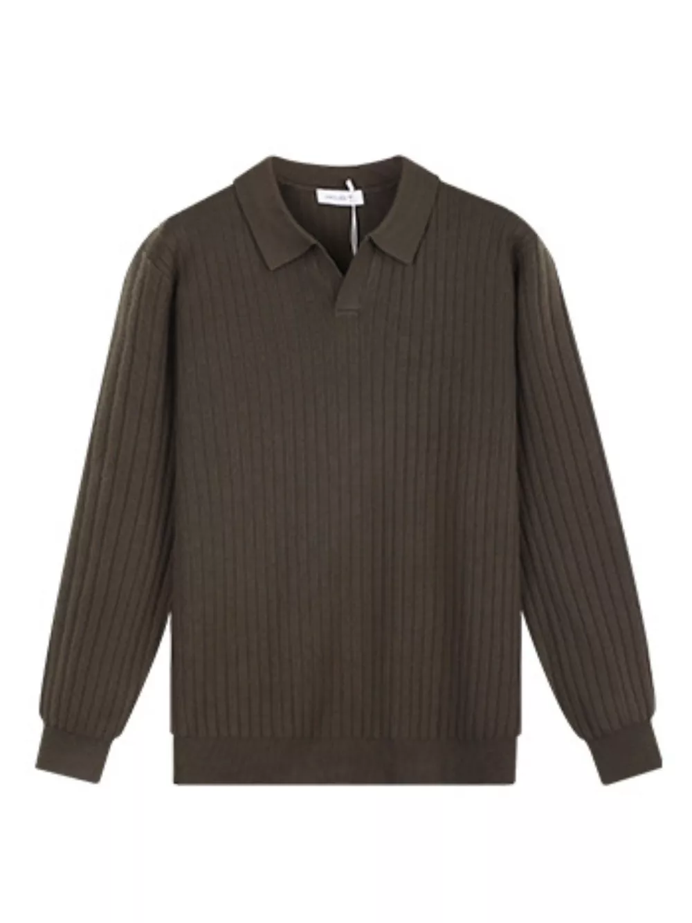 Men's Plus Size Ribbed Knit Polo Collar Sweater
