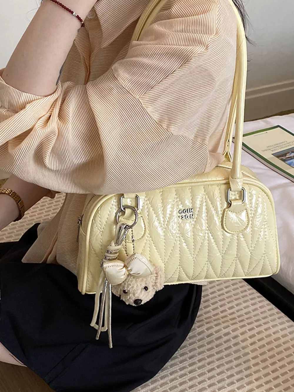 Quilted Zip Shoulder Bag, image 3