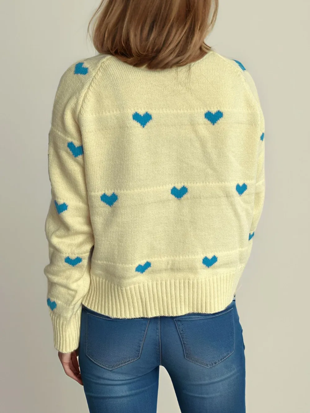 Heart Round Neck Zip Up Cardigan, image 27