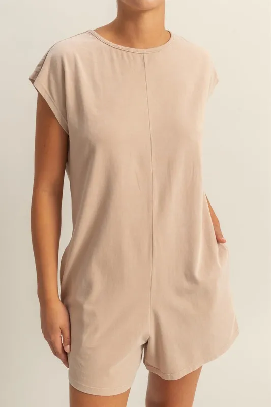 Round Neck Cap Sleeve Relaxed Fit Breezy Romper, image 5