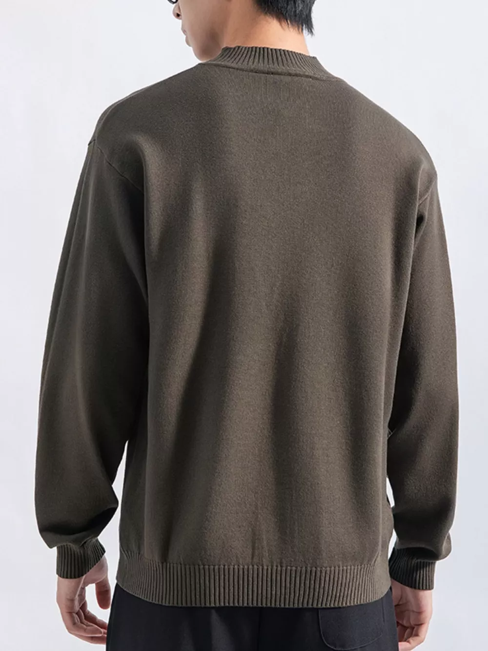 Men's Plus Size Minimalist Mock Neck Sweater, image 8